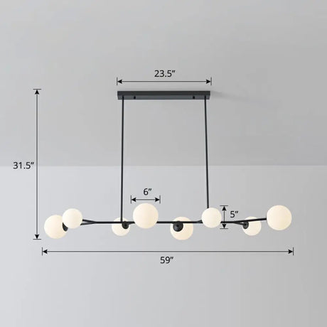 Simplicity Opal Glass Molecular Island Suspension Light For Dining Rooms 8 / Black