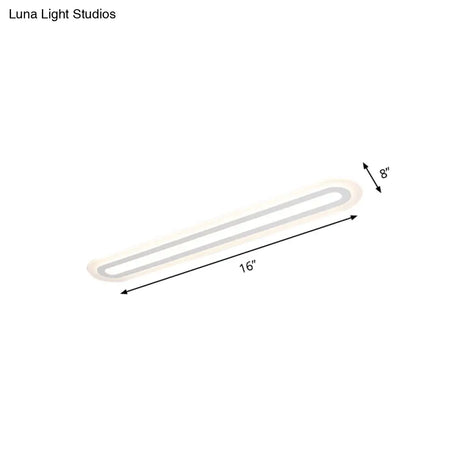 Simplicity Oval Acrylic Flush Mount Led Ceiling Light In Warm/White - Choice Of 31.5 39 Or 47 Width