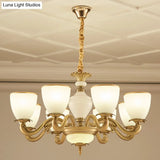 Simplicity Pendant Light Fixture In Gold With Milky Glass Bowl For Living Room