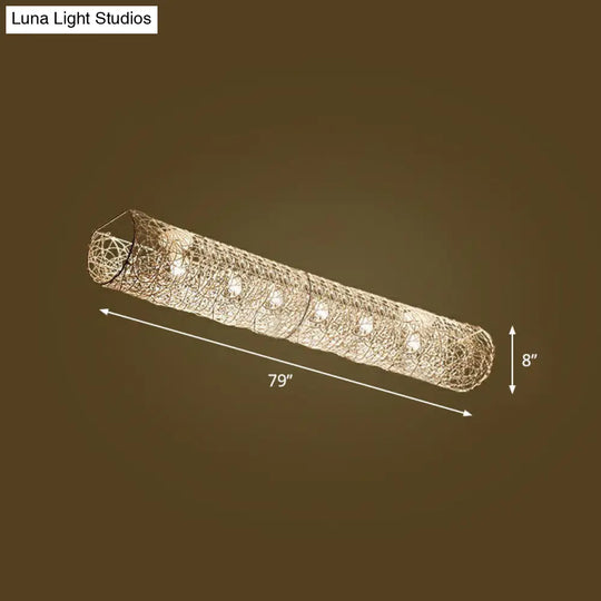 Simplicity Rattan Flush Mount Ceiling Light - Cylindrical Restaurant Lighting 6 / White