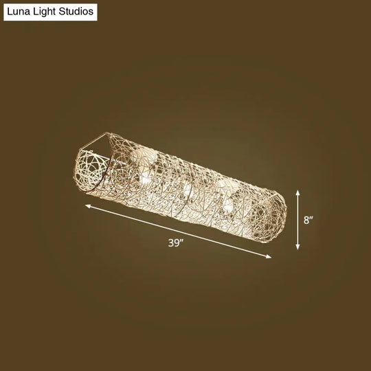 Simplicity Rattan Flush Mount Ceiling Light - Cylindrical Restaurant Lighting 3 / White