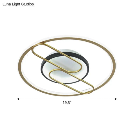Simplicity Ring And Oval Led Ceiling Light In Gold 16’/19.5’ Wide - Ideal For Sleeping Rooms