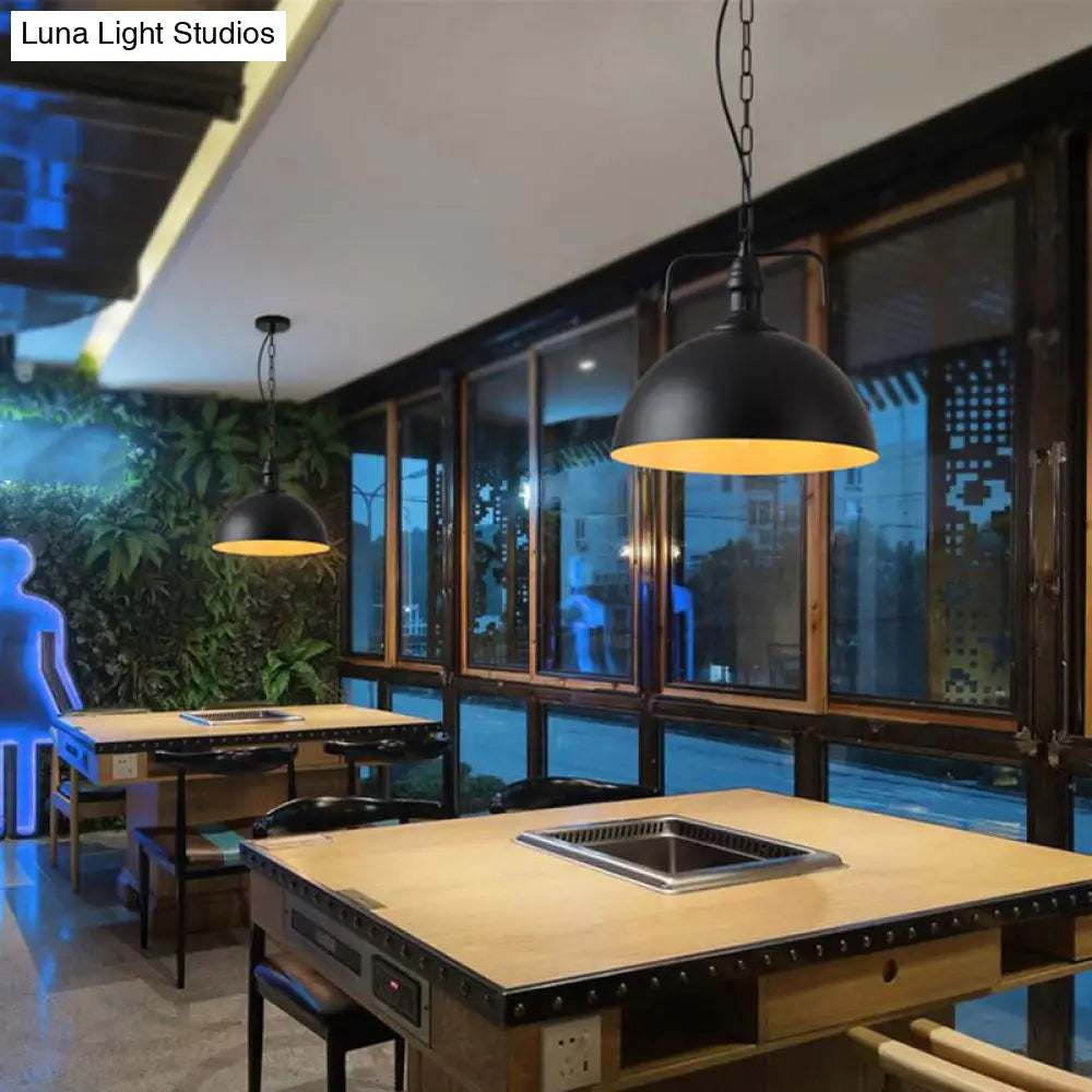 Simplicity Iron Pot Cover Hanging Lamp - Single-Bulb Restaurant Ceiling Lighting Fixture