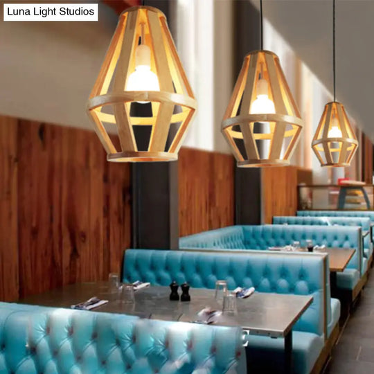 Simplicity Wood 1-Light Restaurant Pendant Light Fixture With Shaded Suspension