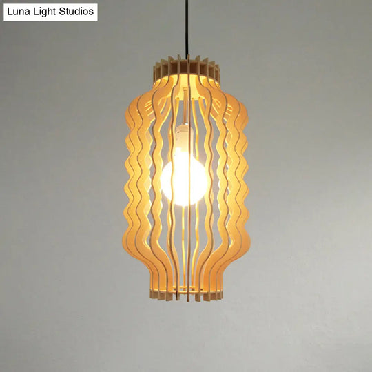 Simplicity Wood 1-Light Restaurant Pendant Light Fixture With Shaded Suspension