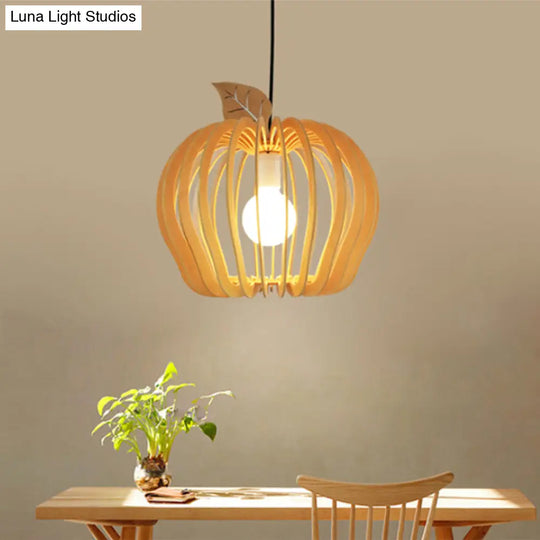 Simplicity Wood 1-Light Restaurant Pendant Light Fixture With Shaded Suspension