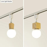 Simplicity Wooden 4 - Light Exposed Bulb Track Ceiling Light In White - Ideal For Dining Room