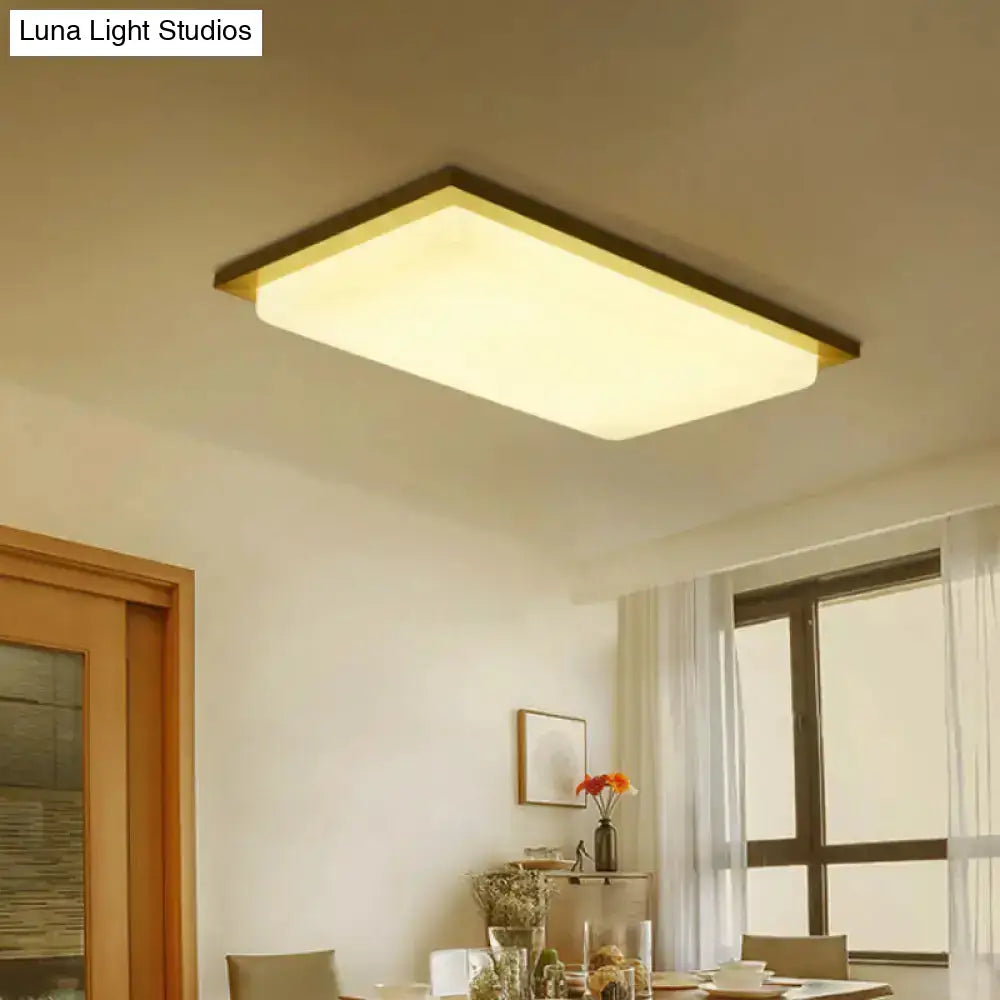 Simplicity Wooden Beige Led Flush Mount Ceiling Lamp In Warm/White Light 17’/33.5’/40.5’ Wide