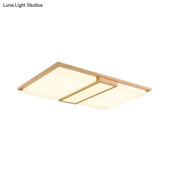 Simplicity Wooden Beige Led Flush Mount Ceiling Lamp In Warm/White Light 17’/33.5’/40.5’ Wide