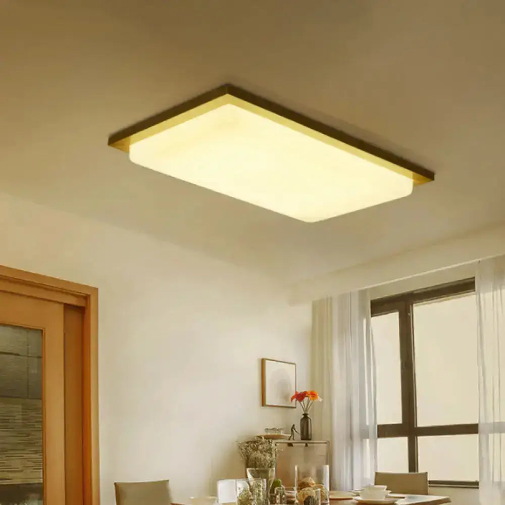 Simplicity Wooden Beige Led Flush Mount Ceiling Lamp In Warm/White Light 17’/33.5’/40.5’ Wide