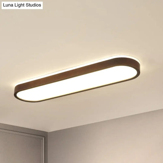 Simplicity Wooden Brown Led Ceiling Light For Aisle - Surface Mount / 35.5’ Double - Sided