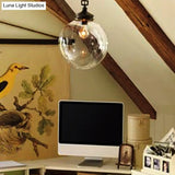 Simplistic Clear Glass Sphere Pendant Light Fixture | Restaurant Hanging (1-Bulb)