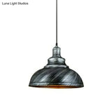 Vintage Metal Pendant Hanging Lamp With Single-Bulb For Dining Room Lighting Silver / 12