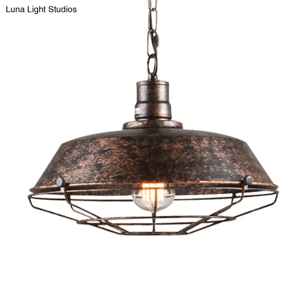 10/14/18 W Single Pendant Light Kit Industrial Barn Iron Hanging Lamp In Black/Rust With Tapered