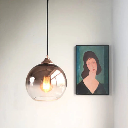 Sleek 1-Head Pendant Light With Global Gradient Glass Shade For Dining Room Suspension Lighting Kit