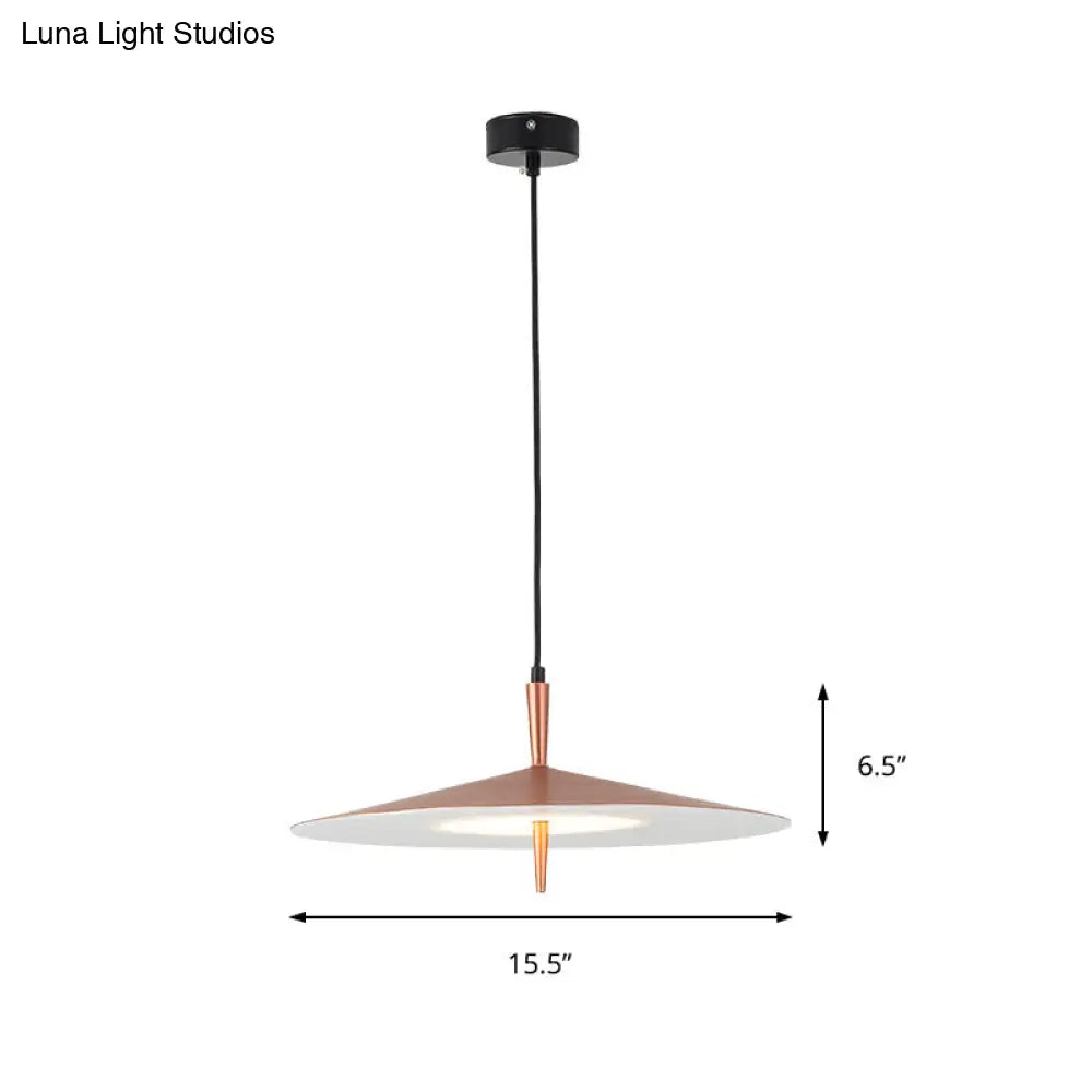 Contemporary Rose Gold Slim Led Pendant Light With Acrylic Shade And White Glow