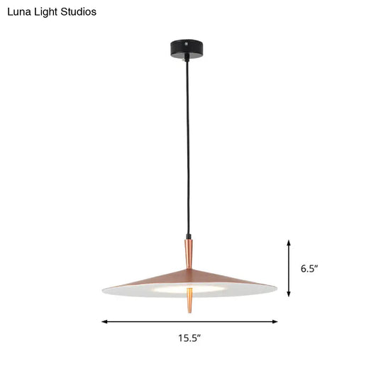 Contemporary Rose Gold Slim Led Pendant Light With Acrylic Shade And White Glow