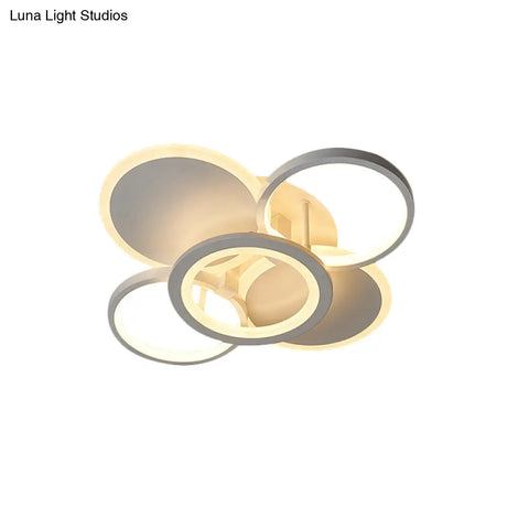 Sleek 16’/19.5’ W Metal Circular Semi Flush Mount Led Ceiling Light For Bedroom - White/Warm