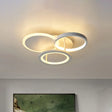 Sleek 16’/19.5’ W Metal Circular Semi Flush Mount Led Ceiling Light For Bedroom - White/Warm