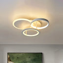 Sleek 16’/19.5’ W Metal Circular Semi Flush Mount Led Ceiling Light For Bedroom - White/Warm