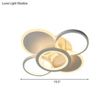 Sleek 16’/19.5’ W Metal Circular Semi Flush Mount Led Ceiling Light For Bedroom - White/Warm