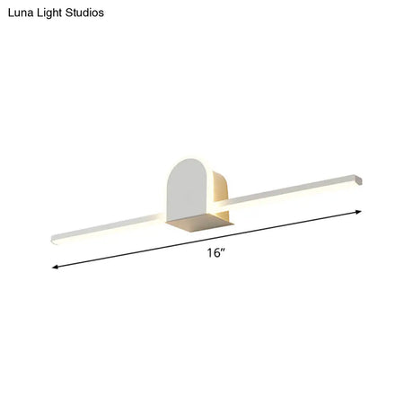 Sleek 16/23.5 Led Wall Lamp - Modern Slim Rod Bath Vanity Lighting With Acrylic Shade