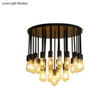 Sleek 23/31 Lights Ceiling Light Fixture With Clear Glass Shade - Nordic Living Room Semi Flush