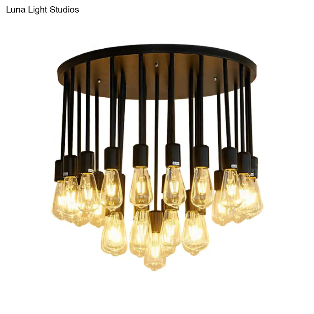 Sleek 23/31 Lights Ceiling Light Fixture With Clear Glass Shade - Nordic Living Room Semi Flush