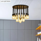 Sleek 23/31 Lights Ceiling Light Fixture With Clear Glass Shade - Nordic Living Room Semi Flush