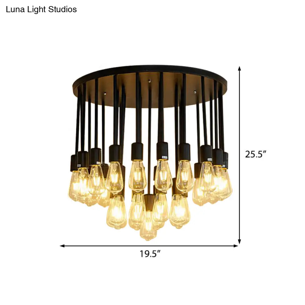 Sleek 23/31 Lights Ceiling Light Fixture With Clear Glass Shade - Nordic Living Room Semi Flush