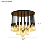 Sleek 23/31 Lights Ceiling Light Fixture With Clear Glass Shade - Nordic Living Room Semi Flush