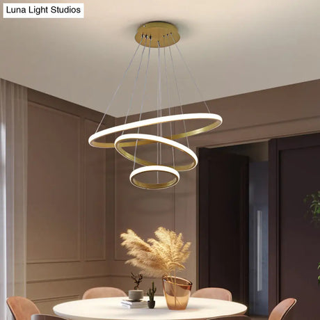 Sleek 3-Ring Led Ceiling Pendant Light: Modern Bedroom Lighting Fixture