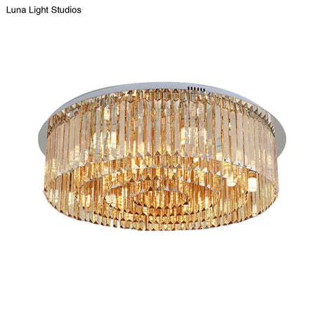 Sleek 4 - Tier Round Amber Crystal Flushmount Ceiling Lamp For Living Room - 8/12 - Light Simplicity