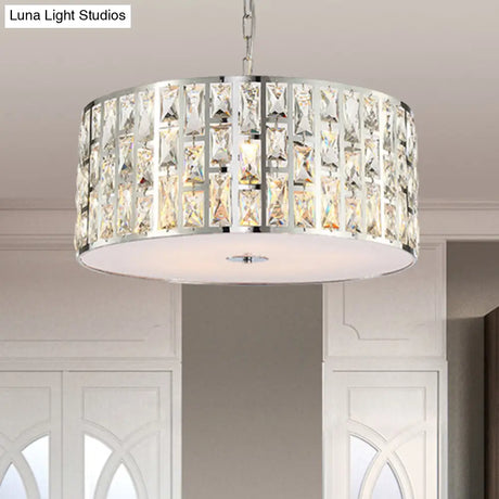 Sleek 5-Light Crystal Chandelier In Chrome With Diffuser – Elegant Hanging Ceiling Fixture