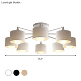 Sleek 8 - Light Fabric Sputnik Pendant Chandelier For Living Room - Minimalist Design
