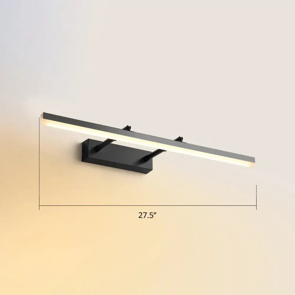 Sleek Acrylic Bedroom Vanity Light Fixture With Pivoting Bar Led Wall Mount Black / 27.5 Warm