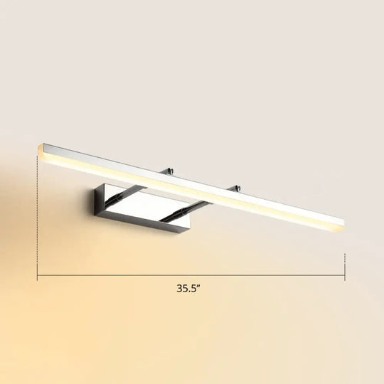 Sleek Acrylic Bedroom Vanity Light Fixture With Pivoting Bar Led Wall Mount Chrome / 35.5 Warm