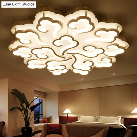 Sleek Acrylic Cloud Led Flush Ceiling Lamp With 4/6/12 Simplicity Lights | Warm/White/Natural Light