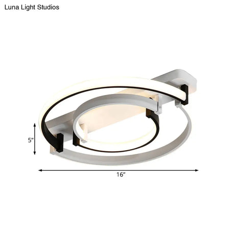 Sleek Acrylic Led Bedroom Ceiling Lamp In Warm/White Light - Black/White Flush Mount Various Sizes
