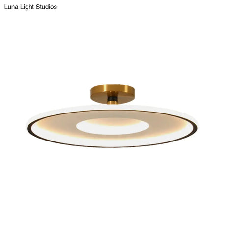 Sleek Acrylic Led Close To Ceiling Light In White/Gold Or Black/Gold 18’/21.5’ Dia