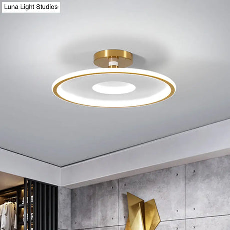 Sleek Acrylic Led Close To Ceiling Light In White/Gold Or Black/Gold 18’/21.5’ Dia