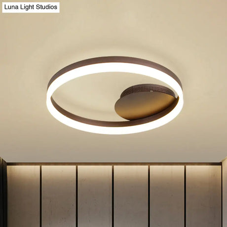 Sleek Acrylic Led Semi Flush Light: Circle Design For Coffee Ceiling Warm/White/Natural Light