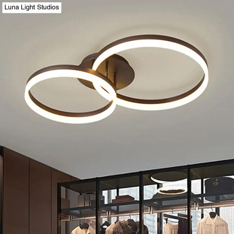 Sleek Acrylic Led Semi Flush Light: Circle Design For Coffee Ceiling Warm/White/Natural Light