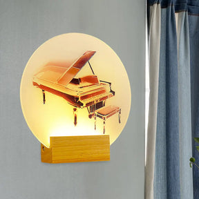 Sleek Acrylic Rounded Led Wall Lamp With Simplicity Style For Bedroom Décor Wood