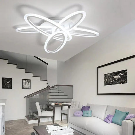 Sleek Acrylic Semi Flush Ceiling Light - Oval Shape 31.5’/47’ Width 3/5 Bulb Options Warm/White