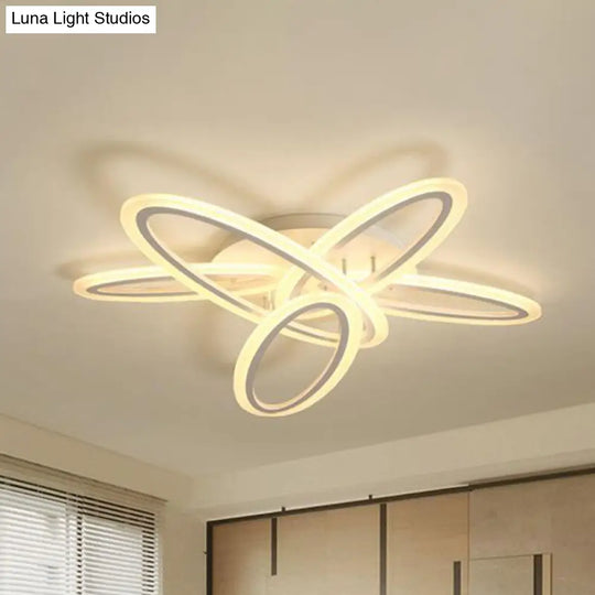 Sleek Acrylic Semi Flush Ceiling Light - Oval Shape 31.5/47 Width 3/5 Bulb Options Warm/White White