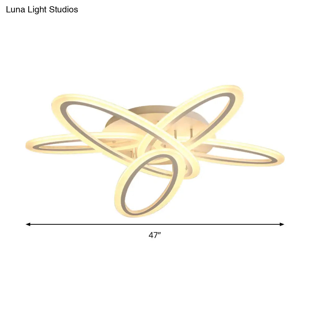 Sleek Acrylic Semi Flush Ceiling Light - Oval Shape 31.5’/47’ Width 3/5 Bulb Options Warm/White