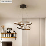 Sleek Acrylic Spiral Chandelier Light - 16/23.5/39 Wide Led Coffee Pendant Fixture For Living Room