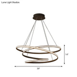 Sleek Acrylic Spiral Chandelier Light - 16/23.5/39 Wide Led Coffee Pendant Fixture For Living Room