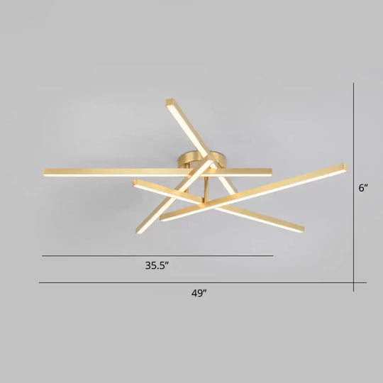 Sleek Aluminum Line Art Semi Mount Led Ceiling Light - Minimalist Metal Flush Fixture For Bedroom 5